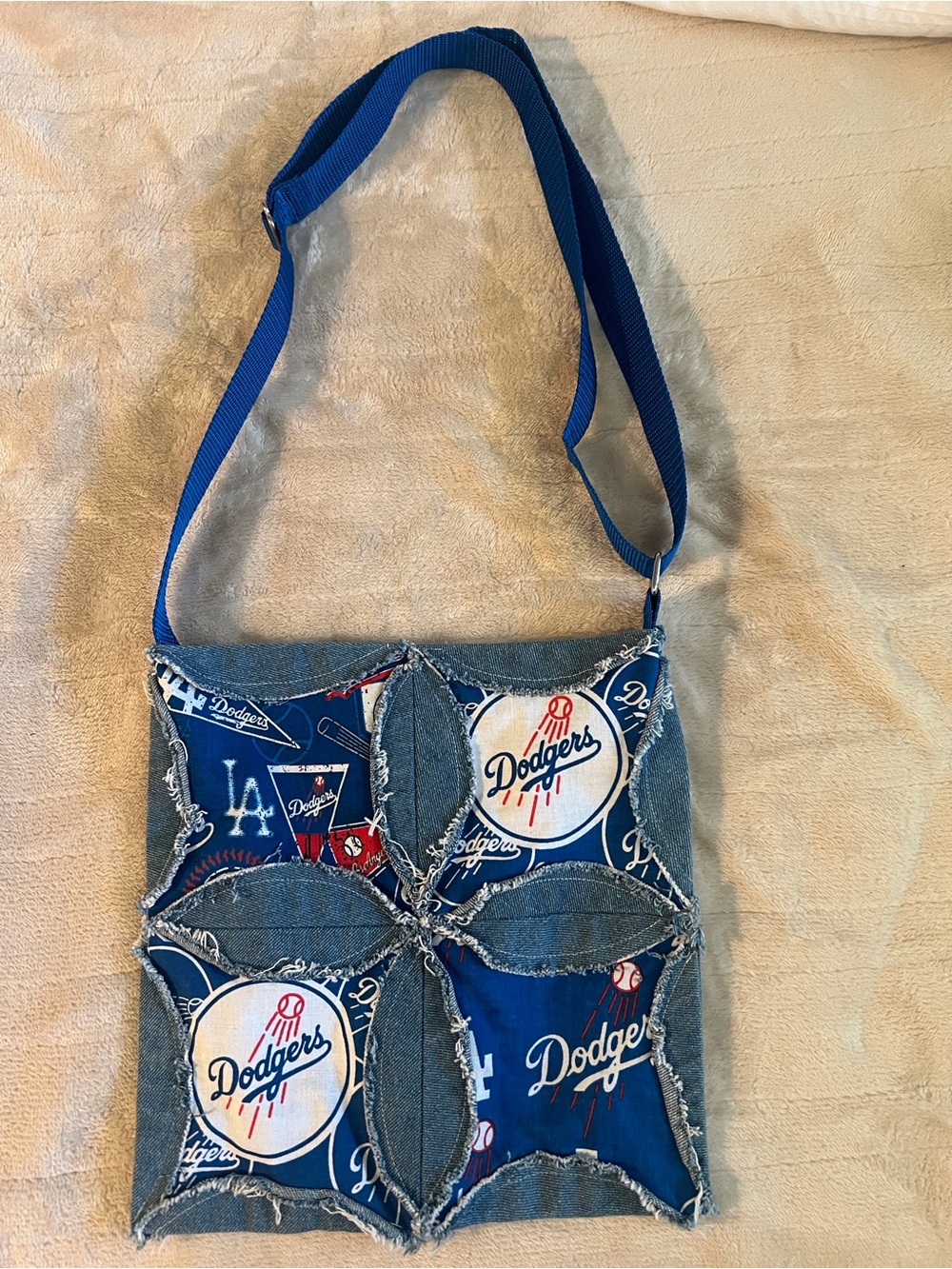 Homemade LA Dodgers Patchwork Denim Small Crossbody Bag